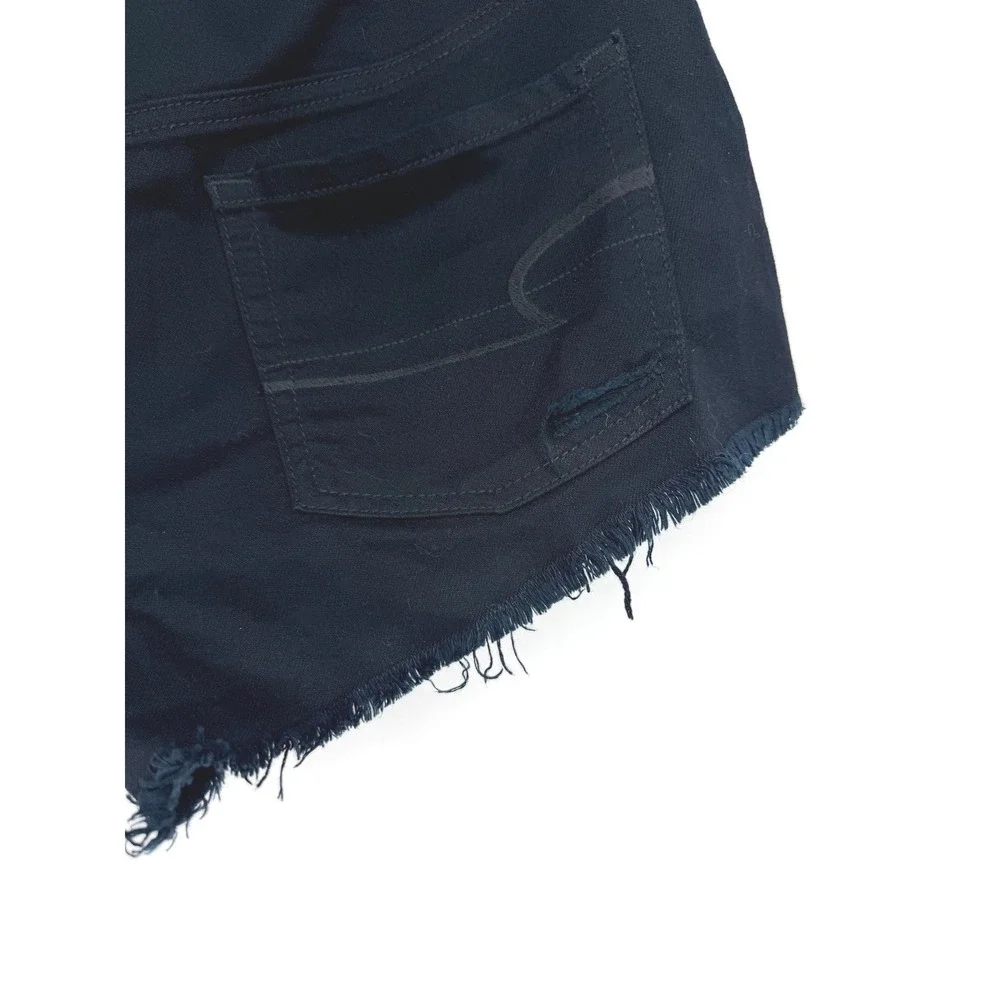 American Eagle Hi-Rise Festival Black Distressed Denim Shorts Size 8 Cut Offs